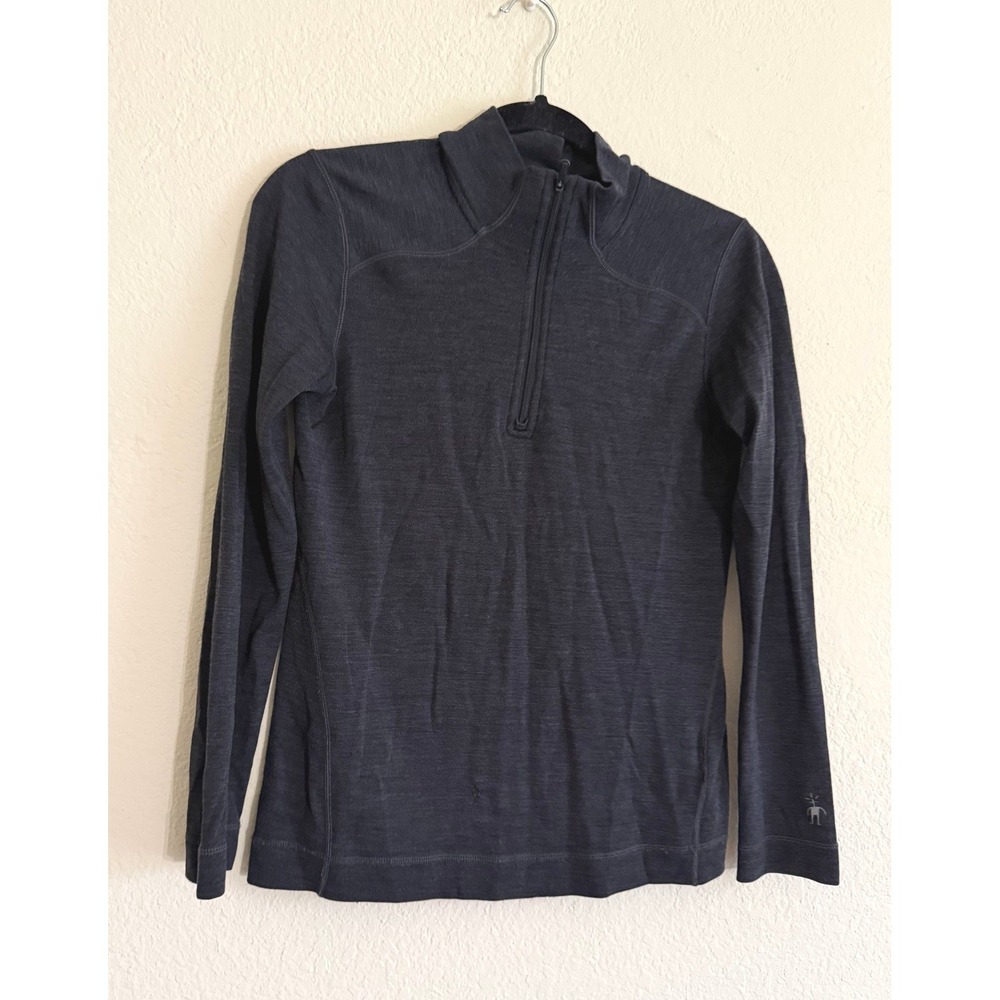 Smartwool Womens Charcoal Gray 100% Merino Wool 1/4 Zip Base Layer Top Small